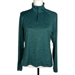 REI Co-op Women's Green 1/4 Zip Long Sleeve Running Top Shirt Sz M Thumb Holes